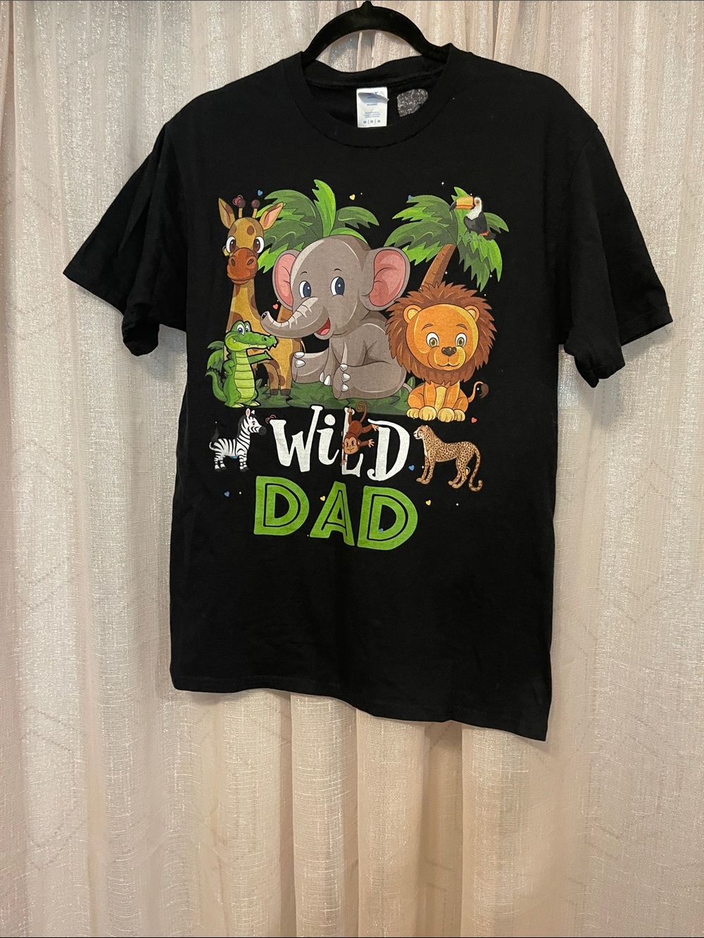 Wild Dad Kids' Black Graphic Tee - Jungle Animal Design